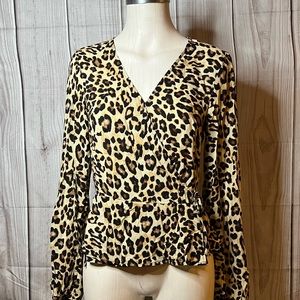 H&M Leopard Print Wrap Top Sz 2